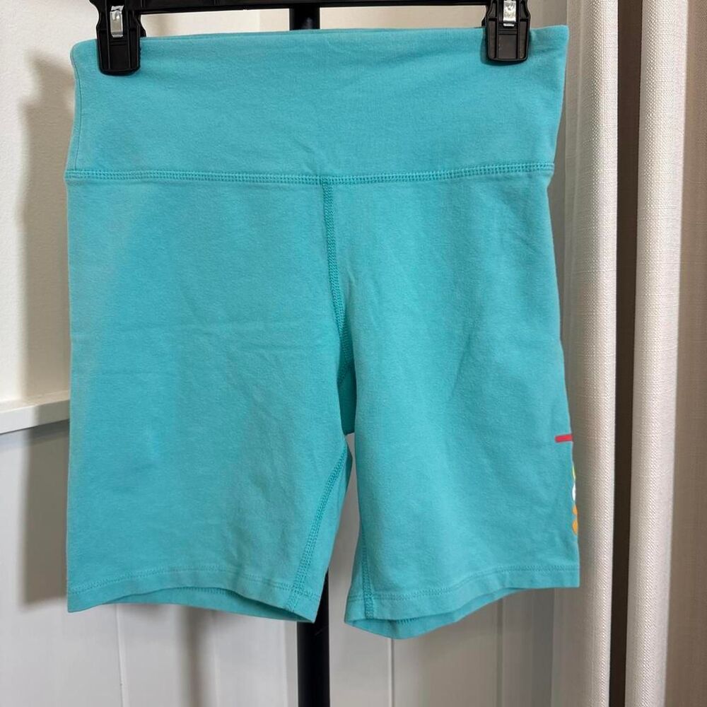 Champion Turquoise High Waisted Biker Shorts Medium Colorful Logo